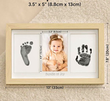 KeaBabies Duo Clean Touch Inkless Baby Hand  Footprint Picture Frame Beige