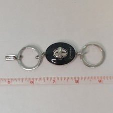 Vintage Coach Turnlock Valet Keychain Black Enamel Silver Dual Fob Key Ring Rare