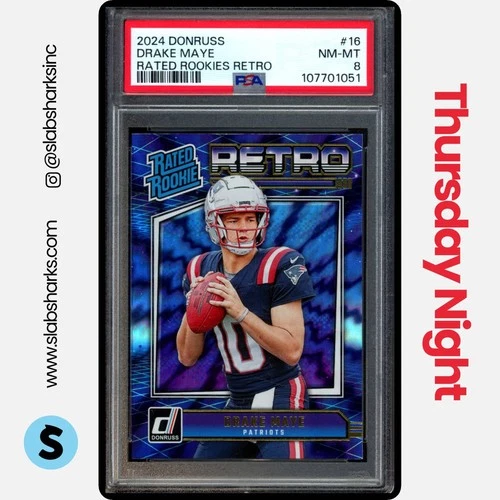 2024 PANINI DONRUSS #16 DRAKE MAYE RETRO RATED ROOKIE PSA 8