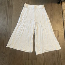 Antthony Crop Pull-On Pant White Trendy M #13852 Adorable Comfy Wide Leg