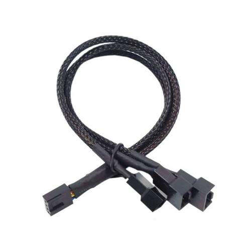 4Pin Fan Cable 1 To 1 2 3 Way Splitter Black Sleeved Extension Cable - Picture 2 of 11