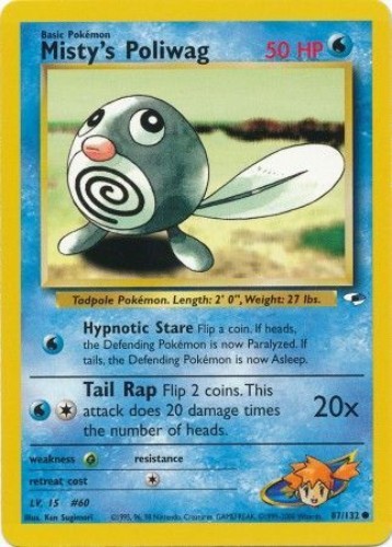 Pokemon Card - Gym Heroes 87/132 - MISTY'S POLIWAG (common) - NM