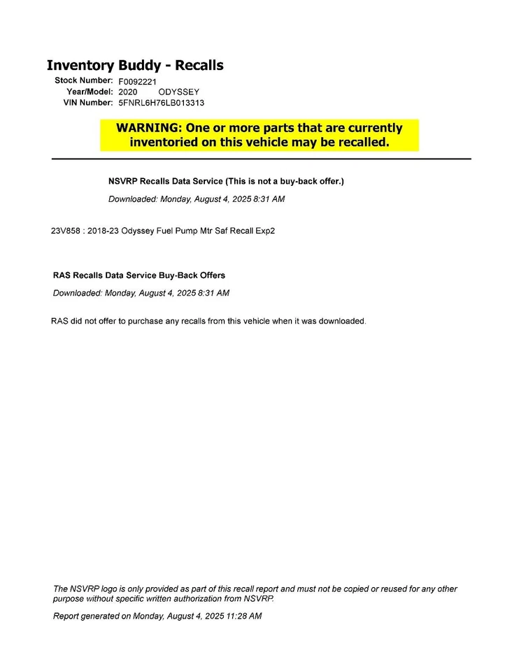 Used A/C Condenser fits: 2020 Honda Odyssey  Grade A - Image 2 of 4