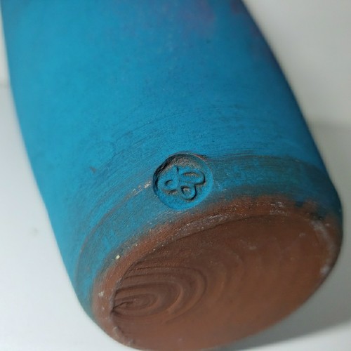 Art Vase Unique Abstract Handmade Matte Pottery Red Clay Artist Stamp - Picture 5 of 8