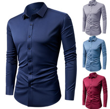 Men's elastic shirt, business casual, wrinkle free, formal wear, simple shirt