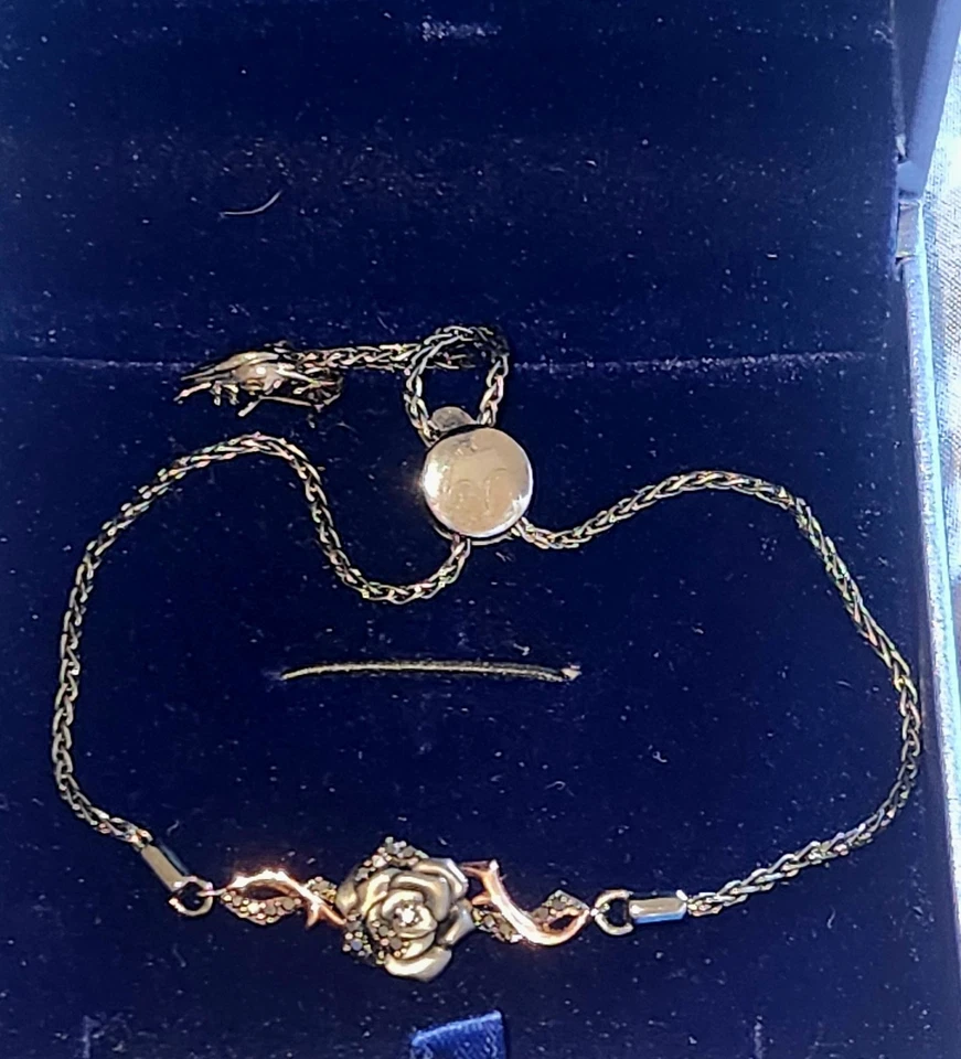 魔法迪士尼精美珠宝沉睡手链,黑色钻石玫瑰,全新 * 珍品 — 第 2/4 张图片