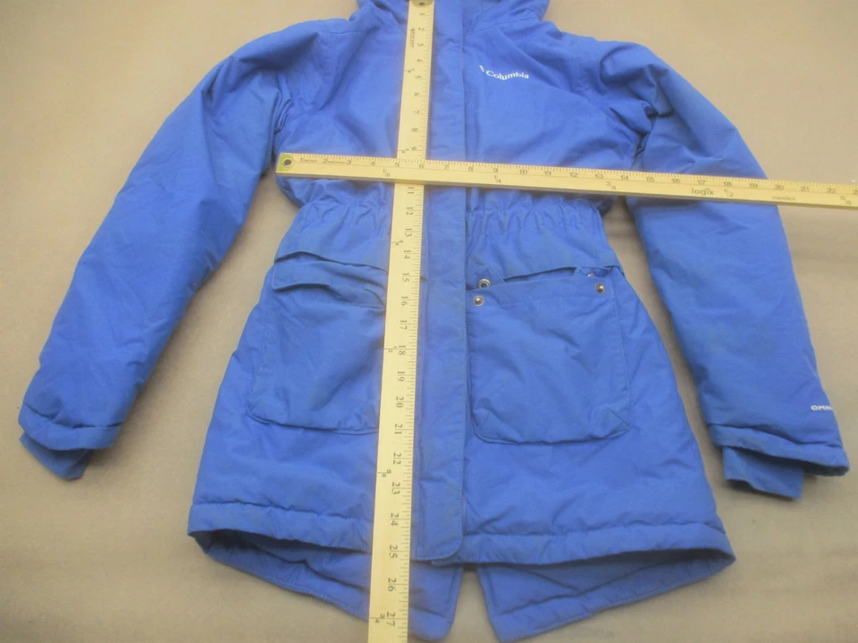 Parka Columbia Talla M (10/12) Niña Azul Aislado Polar Cremallera Completa Piel Con Capucha 774 Foto 2 de 4