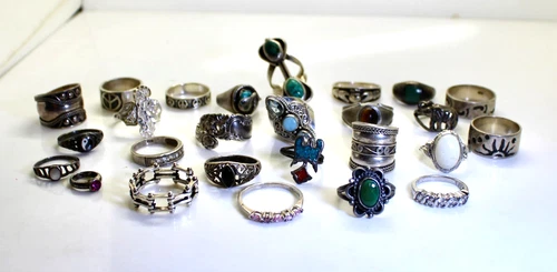 Vintage Sterling .925 Silver Ring Mixed Lot of 26, All Wearable, 4Oz
