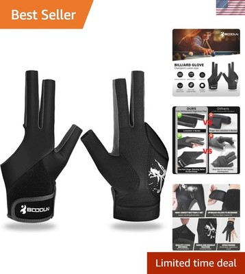 Billiard Pool Gloves for Left Hand 3 Finger, Splicing Process, Snooker Cue Sp...