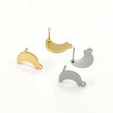 30/12PCS Stainless Steel Crescent Moon Stud Earrings Component 10X15mm SSF73