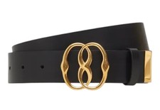 Bally 6305015 Emblem Adjustable Reversible Leather Black Belt EU 115/US 46