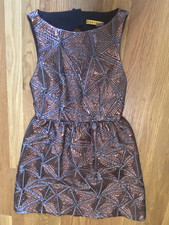 Alice & Olivia Bronze Star Burst Sleeveless Dress, Style C310610214, size 0