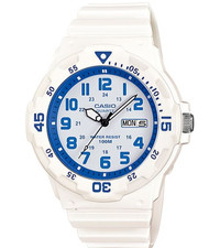 CASIO MRW-200HC-7B2V Men 45mm Diver Style Watch 100m Rotary Bezel Day Date White