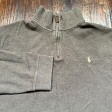 Polo Ralph Lauren Sweater Mens 2XL Brown 1/4 Zip Pullover Tan Pony Preppy