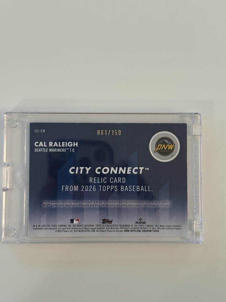 2026 Topps Series 1 CAL RALEIGH #CC-CR City Connect Relic Blue /150 ...