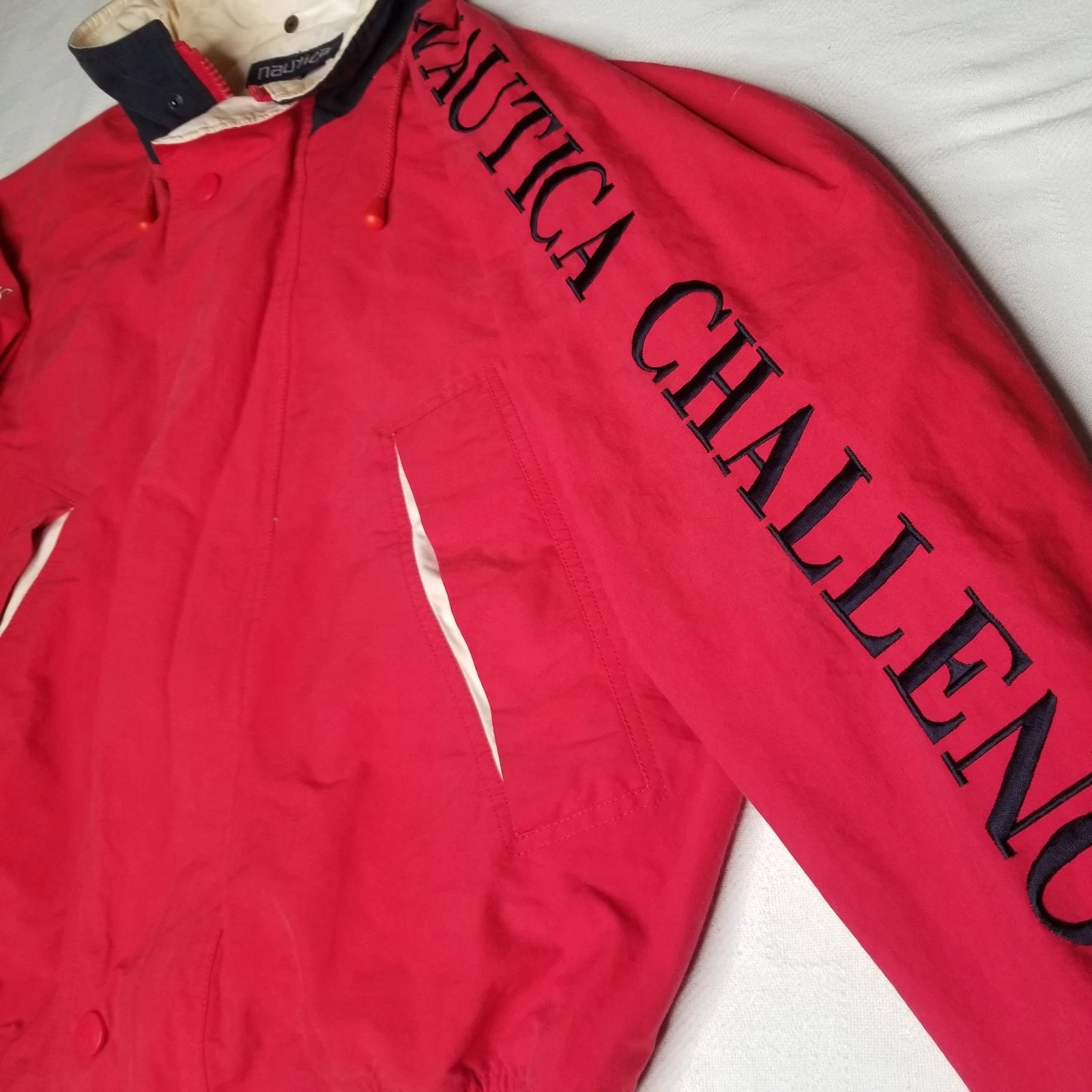Vintage 90s Men's Nautica Challenge Jacket J Class Red Full Zip Large Spellout  image 3