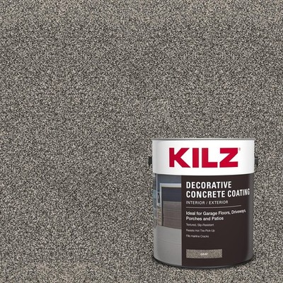 Decorative Concrete Coating Gray Slip Resistant Stone Finish 1 Gallon KILZ Led