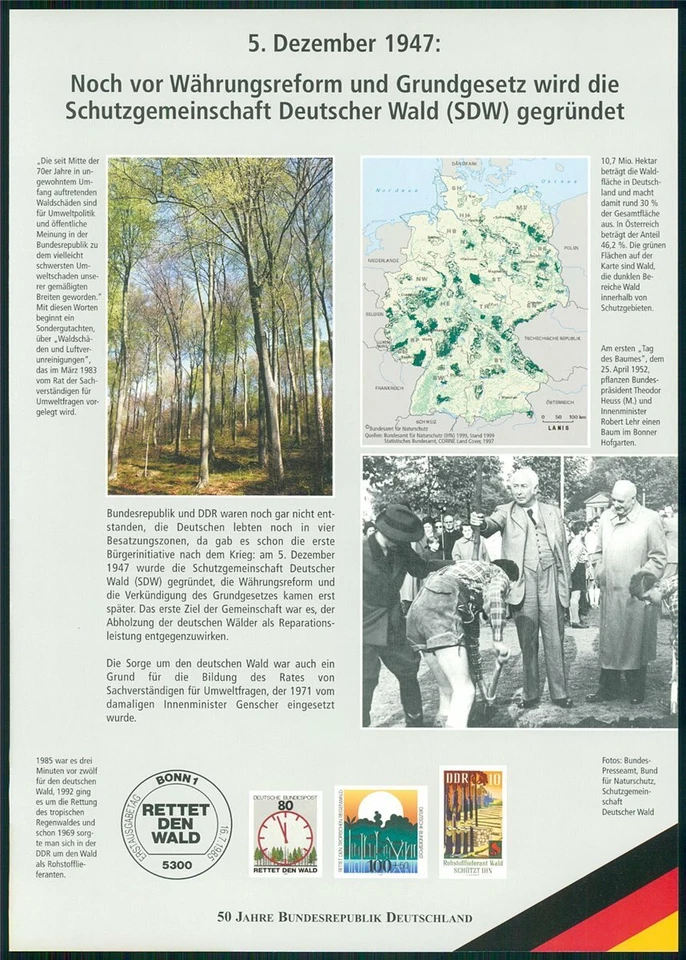GERMANY EDITION 1997 BLOCK 38 GERMAN FOREST PROTECTION TREES TREE - Image 2 of 2