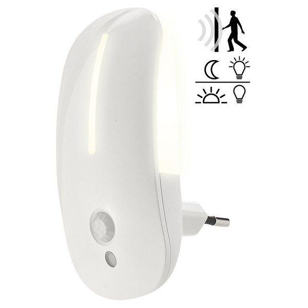 Lunartec Led-Steckdosen-Nachtlicht Mit Bewegungsmelder & DäMmerungs-Sensor-image