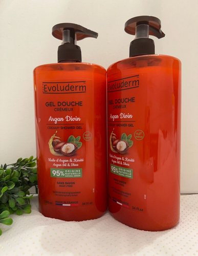 Evoluderm Argan Oil & Shea Creamy & Monoi a La Folie Shower Gel 34 Fl Oz Each - Picture 2 of 5