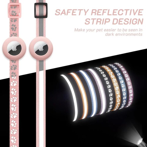 2 Pack Airtag Cat Collar Breakaway with Bell,Reflective Kitten Collar with Apple - Picture 6 of 7