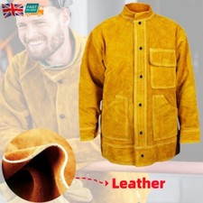 Leather Welding Jacket Flame Resistant Workwear Industrial Protective Clothes UK