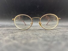 Vintage Womens Elasta Safilo Eyeglasses Round Full Frame Gold Brown Metal