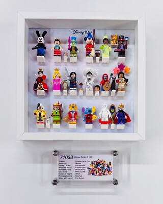 Vitrinenrahmen Koffer für LEGO  Disney 100 71038 Serie 3 Minifiguren 27cm Plakette