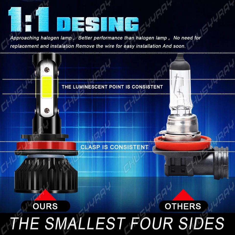 For Infiniti EX35 2008-2012 6000K 4X Front LED Headlight Bulbs Combo - Image 3 of 4