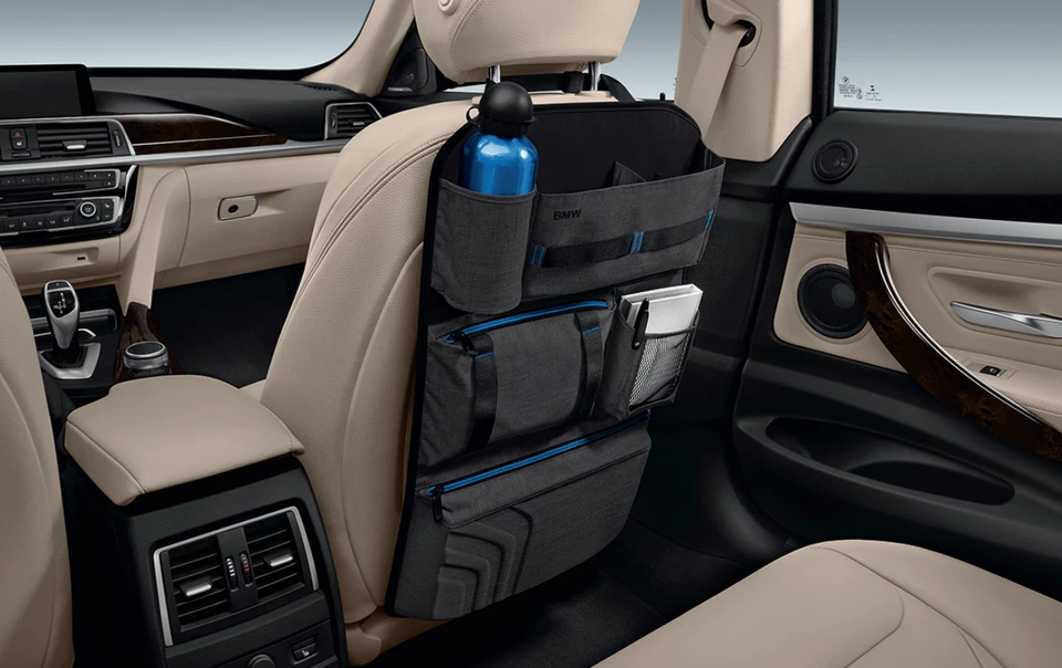 Original BMW Rückenlehnentasche schwarz/blau Auto Organizer Rücksitz - Bild 1 von 1