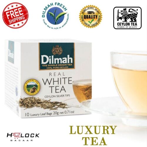 Dilmah Luxury Real White 10 Tea bags (20g) Ceylon Silver Tips rare tea buds tea - Picture 1 of 7