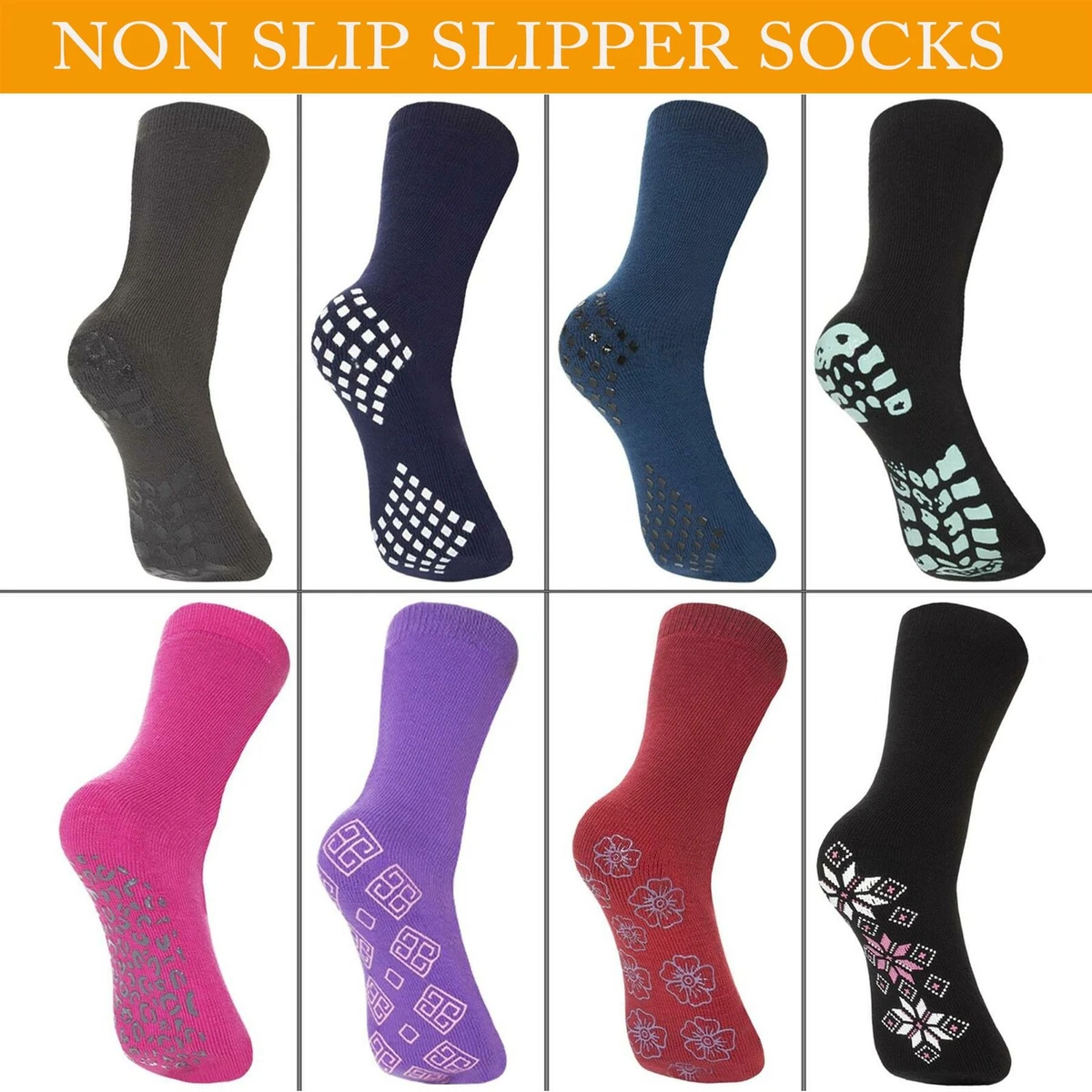 Thermal Bed Slipper Socks Mens Womens Non Slip Warm Lounge Gripper Sock