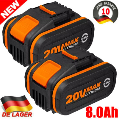 2 Stück für Worx 20 V MAX 8,0Ah Akku WA3551.1, WA3572, WA3553, WX390, WX176 DE