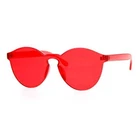 Rimless Flat Lens Sunglasses One Thick Translucent Round Lens Frame UV400