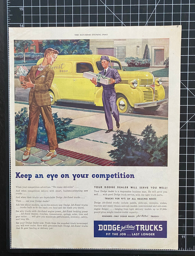 Dodge Trucks Flower Delivery Eye on the Competition Vintage Print Ad 1946 - Picture 2 of 4
