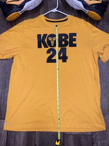 XL Nike Kobe Bryant 24 Bruce Lee Rare Big Logo Yellow Dri Fit Shirt 476990-710 - Picture 2 of 5