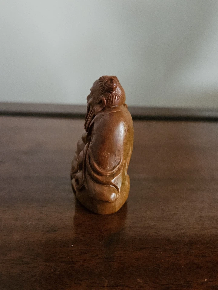 Старинный азиатский камень резьба Shou ShanStone старик - Изображение 3 из 4