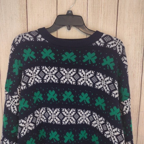 Men's Emerald Vintage Shamrock Sweater Fair Isle Nordic Ireland St Patrick - Picture 2 of 7