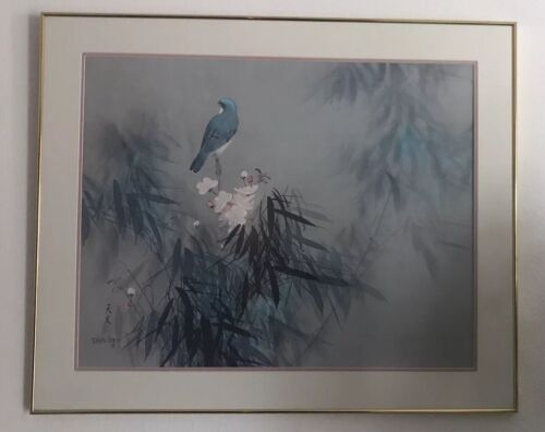 David Lee Art Lithograph Spring Song Bird 22”H x 28”W 1978 Vintage - Picture 3 of 7
