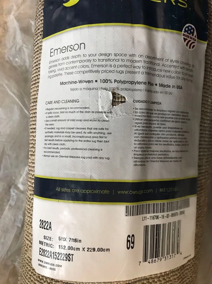 Alfombra Oriental Weavers Emerson azul, beige, naranja, rojo, marrón 5' x 8'  Foto 2 de 4