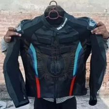 Black BMW Motorrad Racing Safty Padded Genuine Cow Leather Handcrafted Jacket