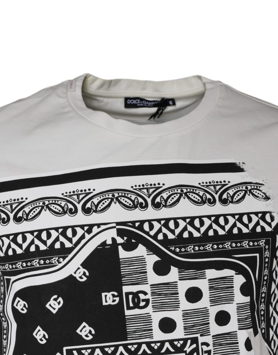 DOLCE & GABBANA T-shirt White Bandana Print Cotton Short