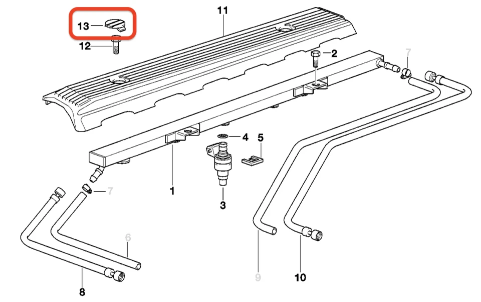 Tapa tapa motor 11121726089 para BMW E36 E46 E39 E60 E34 E38 E53 Z3 Z4 M50 M52  Foto 4 de 4