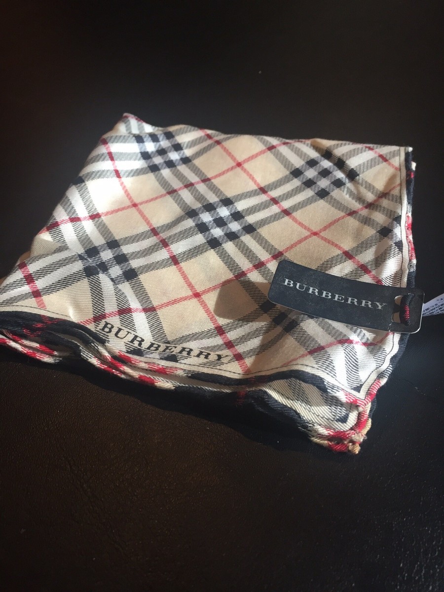 Burberry Silk & Cotton Handkerchief 22”x22” Classic Design Burberry Silk & Cotton Handkerchief 22”x22” Classic Design