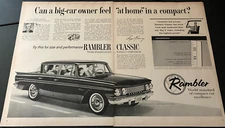 1961 AMC Rambler Classic - Vintage Original 2-Page Print Ad / Wall Art - NICE