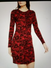 Michael Kors Printed Ruffled Dress Black Red Size PS