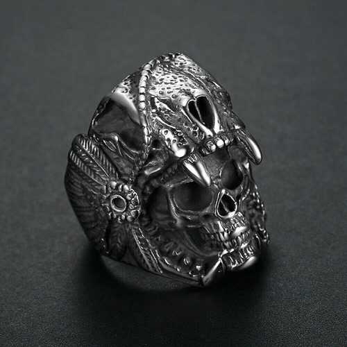Totenkopf Biker Ring Edelstahl Gothig Silber Herren Männer Rocker Skull Gold - Bild 33 von 41