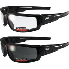 2 Sly Padded Motorcycle Riding Glasses Clear and Smoke Lenses by Global Vision