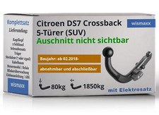 ANHÄNGERKUPPLUNG für DS7 Crossback ab 18 abnehmbar BRINK +13pol E-Satz ABE