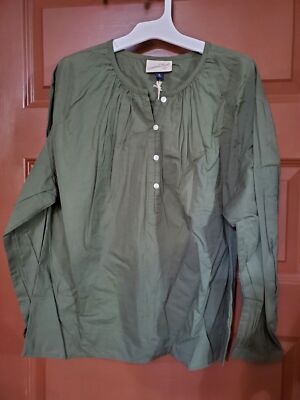 Universal Thread Balloon Sleeve Cotton Women's Olive Green Blouse Size Medium
